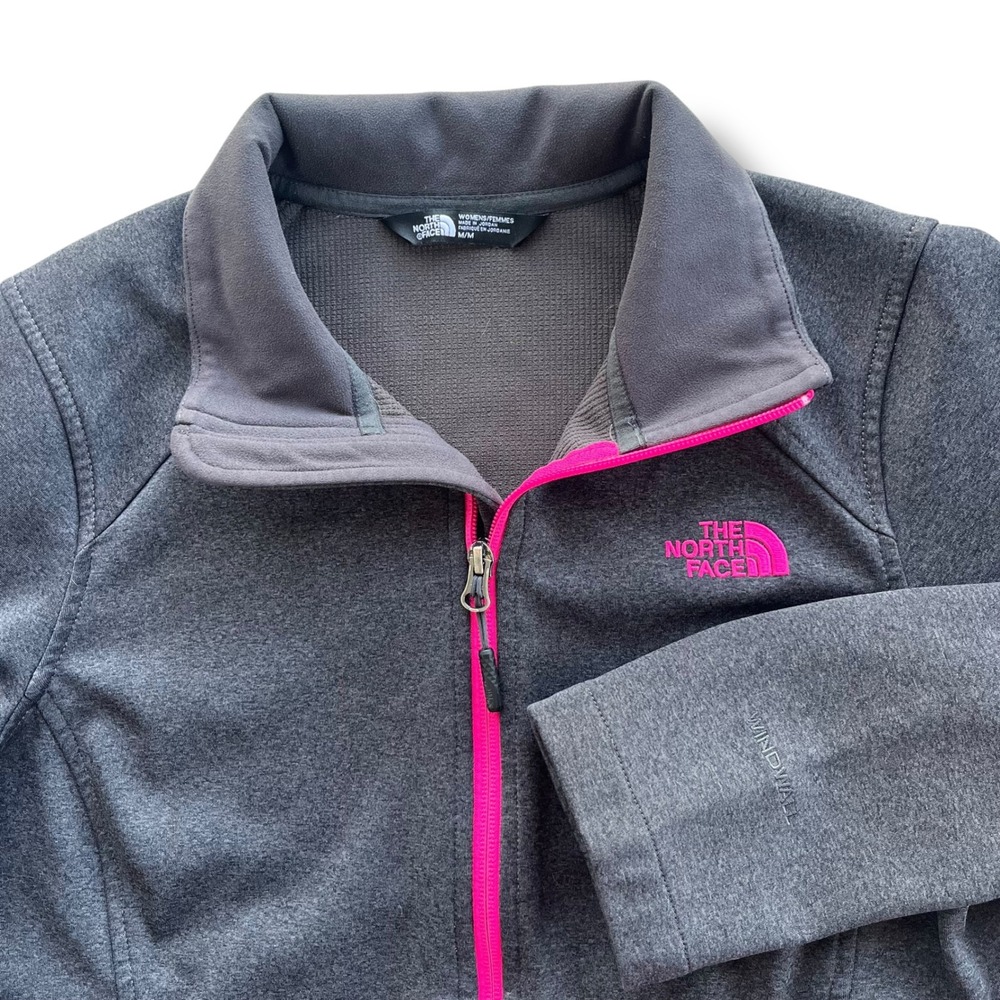 The North Face M Grey Pink Apex Bionic WindWall Softshell Zip Up Jacket Gorpcore